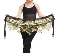 FBANULPEX Chiffon and Metal Belly Dance Skirt | Multicolor Belly Dance Hip Scarf: Dancing and Performance(Black)