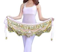 FBANULPEX Chiffon Metal Belly Dance Coin Belt | Multicolor Belly Dance Performance: Coin Belt Hip Scarf(Onecolor)