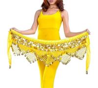 FBANULPEX Chiffon Metal Belly Dance Coin Belt | Multicolor Belly Dance Performance: Coin Belt Hip Scarf(Yellow)