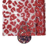 FBANULPEX PVC Printed Leather Roll, Transparent PVC Jelly Vinyl A4 Sheet Leopard Glitter Power ClearTransparent PVC Vinyl Jelly Fabric Leather(Color-4)