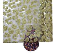 FBANULPEX PVC Printed Leather Roll, Transparent PVC Jelly Vinyl A4 Sheet Leopard Glitter Power ClearTransparent PVC Vinyl Jelly Fabric Leather(Color-7)
