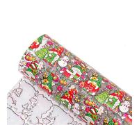 FBANULPEX PVC Printed Leather Roll, Transparent PVC Jelly Vinyl Printed Jelly Vinyl Sheets Christmas Prints PVC Fabric Leather(Color-9,Half yard 50 x120cm)