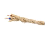 FBANULPEX Tinned Copper Wire，Extension Electric Cable， 250V 2 Core 3 Core Twisted Cable, Vintage Hemp Rope Lamp Cord, Jute Rope Flex Electric Wire(2 Core,1m)