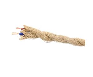 FBANULPEX Tinned Copper Wire，Extension Electric Cable， 250V 2 Core 3 Core Twisted Cable, Vintage Hemp Rope Lamp Cord, Jute Rope Flex Electric Wire(2 Core,1m)