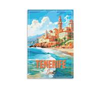 Fbaoda Tenerife Spain Coast Posters Vitger Travel Poster Canvas Art Wall Room House Decor Bedroom Office Posters Prints Wall Art Paitings Rustic Home Decorate for Living 20x30inch(50x75cm)
