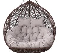FBARTL Egg Cushion Double Hanging Swing Lounge Chair Soft Deep Cushion, Outdoor 2 Seater Swing Chair Pad with Ties, Fully Filling, Not Collapse (Grey)