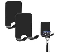 FBBEVWBK 2pcs Waterproof Razor Holder, Razor Shower Holder, Self-Adhesive Shower Shaver Stand for Bathroom & Kitchen, Wall-Mounted Organizer for Razors (Black)
