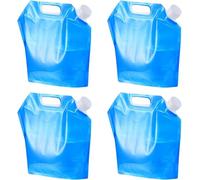 FBBEVWBK 4Pcs 5L Collapsible Water Carrier, Foldable Water Storage Bottles, Outdoor Folding Water Bags Portable for Camping Hiking Picnics BBQ Drinking Travel(Blue)