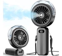 FBBEVWBK Handheld Misting Fan Portable, Powerful 4-Speed, Small Personal Rechargeable Cooling Mister Fan Water Spray Mist, 4000mAh Battery Operated for Travel Indoor Outdoor Hand Desk (Black-1)