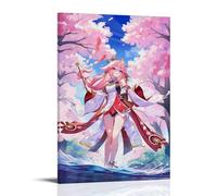 FBBINKA Game Genshin Impact Yae Miko Living Bed Room Decor Modern Aesthetic Wall Art Posters Gift For Friend Frame-style 12x18inch(30x45cm)