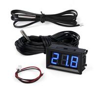 FBBULES 12V Digital Thermometer with Probe Water Temperature Meter Gauge Waterproof Electronic Thermometer for Aquarium Fish Tank Refrigerator, Wire: 1M+5M, Blue