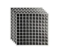 FBBULES 5PCS Black Mosaic Tile Stickers, Peel and Stick Wall Tiles Self Adhesive Stick on Tiles Wallpaper Waterproof Backsplash for Kitchen Bathroom Living Room (20 x 20cm / 8 x 8 inch)