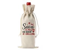 FBCCZEY Christmas Wine Bag Merry Christmas Wine Bottle Gift Bags With Drawstring Xmas Party Decorations Gifts for New Year Holiday Wedding Parties Snow Is Falling Wine Is Calling Bottle Wraps Bags