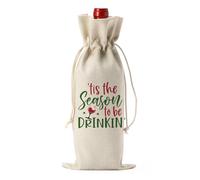 FBCCZEY Christmas Wine Bag Merry Christmas Wine Bottle Gift Bags With Drawstring Xmas Party Decorations Gifts for New Year Holiday Wedding Parties Tis The Season To Be Drinkin Bottle Wraps Bags