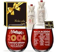 FBCCZEY Funny 21st Birthday Gifts for Her Him Birthday Gifts for 21 Year Old Women Men 21st Birthday Stemless Wine Glass Wine Bag Happy Anniversary 21st Birthday Party Decorations for Him