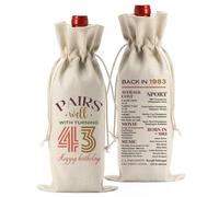 FBCCZEY Funny 43rd Birthday Gifts for Men and Women - Wine Bag for 43 Year Old - Happy Anniversary Party Supplies Decorations - Back in 1982 Wine Bags - 2025