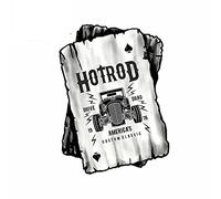 FBCT 13cmx9.8cm B W Ace Playing Cards with Old School American Hot Rod