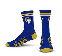 FBF - Official NFL 2 Stripe Adult Team Logo & Colors Crew Dress Socks Footwear for Men and Women Game Day Apparel, Los Angeles Rams, Large