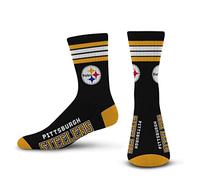 FBF Originals For Bare Feet Unisex's 4 Stripe Deuce Crew Sock, Pittsburgh-Steelers, L