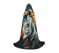 Fbghhty Abstract Animal Zebra Print Unisex Hooded Cloak Halloween Cosplay Carnival Comfortable Cape For Teens Parties