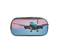 Fbghhty Airplane in The Evening Lights Print Students Boys Girls Clear Pencil Case Transparent Stationery Organizer Supplies