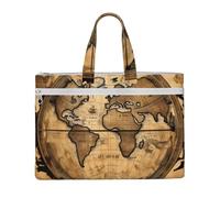 FBGHHTY Ancient Map World Globe Print Large Capacity Canvas Tote Books Office Supplies Commuting Business Meeting File Bag
