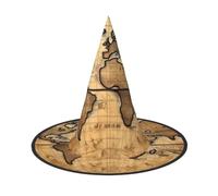 FBGHHTY Ancient Map World Globe Print Unisex Halloween Witch Hat Foldable For Carnivals Masquerades And Cosplay Events