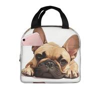 FBGHHTY Animal Dog French Bulldog Print Functionality Lunch Bag Reusable Pouch Keep Food Warm School Picnics Adults Kids