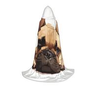 Fbghhty Animal Dog French Bulldog Print Unisex Hooded Cloak Halloween Cosplay Carnival Comfortable Cape For Teens Parties