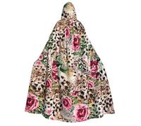 Fbghhty Animal Tiger Leopard Print Rose Flower Print Hooded Cloak Medieval Halloween Costume Adult Men Women Carnival Parties Cosplay