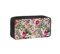 Fbghhty Animal Tiger Leopard Print Rose Flower Print Large-Capacity Pen Case Lightweight Stationery Organizer Pouch Office Daily Wear