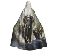 FBGHHTY Asian Elephants Print Hooded Cape For Adults Carnival Themed Cloak Cosplay Costume Masquerade Wedding