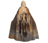 FBGHHTY Asian Elephants Print Hooded Cape For Adults Carnival Themed Cloak Cosplay Costume Masquerade Wedding