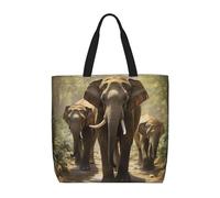 FBGHHTY Asian Elephants Print Large Capacity Shoulder Bag For Women Reusable Lightweight Commute Everyday Tote