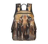 FBGHHTY Asian Elephants Print Lightweight Backpack For Men Women Water-Resistant Travel Bag Foldable Casual