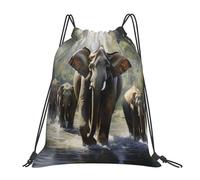 FBGHHTY Asian Elephants Print Lightweight Foldable Drawstring Backpack Gym Bag Travel Yoga Outdoor Activities