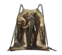 FBGHHTY Asian Elephants Print Lightweight Foldable Drawstring Backpack Gym Bag Travel Yoga Outdoor Activities