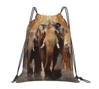 FBGHHTY Asian Elephants Print Lightweight Foldable Drawstring Backpack Gym Bag Travel Yoga Outdoor Activities