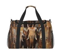 FBGHHTY Asian Elephants Print Versatile Hand Lightweight Tote Foldable Women Men Outdoor Shoulder Travel Bag