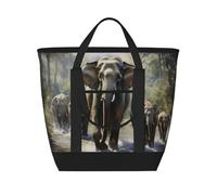 FBGHHTY Asian Elephantsprint Women Men Large Capacity Insulated Tote Bag For Grocery Lunch Picnic Beach Outdoor Adventures