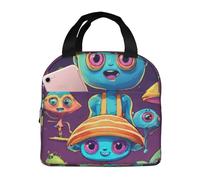 FBGHHTY Astronaut and Alien Print Functionality Lunch Bag Reusable Pouch Keep Food Warm School Picnics Adults Kids