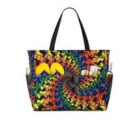 FBGHHTY Bear Dancing Tie Dye Print Large Capacity Beach Travel Bag Unisex Waterproof Lightweight Tote Vacation Camping