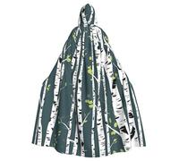 FBGHHTY Beauty Birch Tree Print Halloween Hooded Cloak Full Length Adult Unisex Carnival Cloaks With For Cosplay