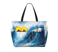 FBGHHTY Big Ocean Wave Hd Print Large Capacity Beach Travel Bag Unisex Waterproof Lightweight Tote Vacation Camping