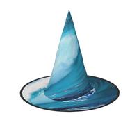 FBGHHTY Big Ocean Wave Hd Print Unisex Halloween Witch Hat Foldable For Carnivals Masquerades And Cosplay Events