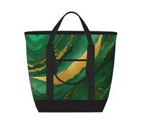 FBGHHTY Black And Gold Geometricprint Women Men Large Capacity Insulated Tote Bag For Grocery Lunch Picnic Beach Outdoor Adventures