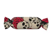FBGHHTY Black Skull With Roses Print Practical Throw Pillows Candy Cylindrical Pillow Bedroom Travel Home Living Rooms