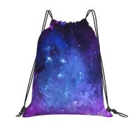 FBGHHTY Blue Galaxy Print Lightweight Foldable Drawstring Backpack Gym Bag Travel Yoga Outdoor Activities