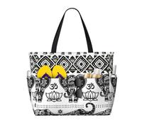 FBGHHTY Bohemian Elephant Pattern Print Waterproof Beach Travel Bag Lightweight Summer Vacation Camping Outdoor Activities