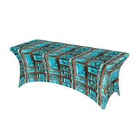 FBGHHTY Bright Aqua Blue Turquoise Print Elastic Rectangular Tablecloth For Banquet Wedding Party Washable Table Cover